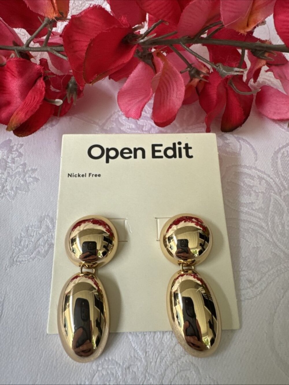Open Edit Puffy Orb Drop Earrings Shiny Gold-tone Nickel Free Nordstrom NWT